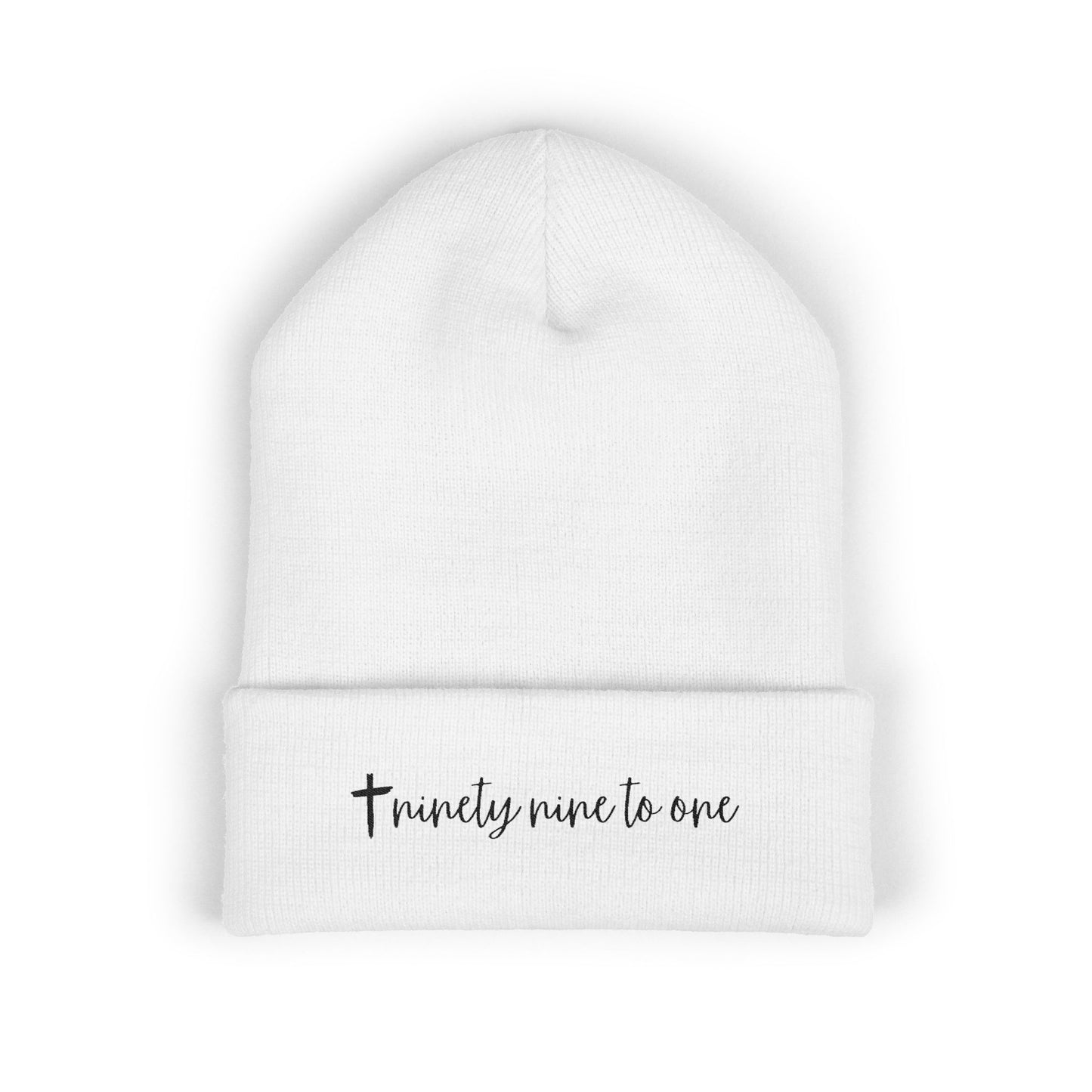 Embroidered “Ninety Nine To One” Classic Cuffed Beanie — Minimal Script Winter Hat