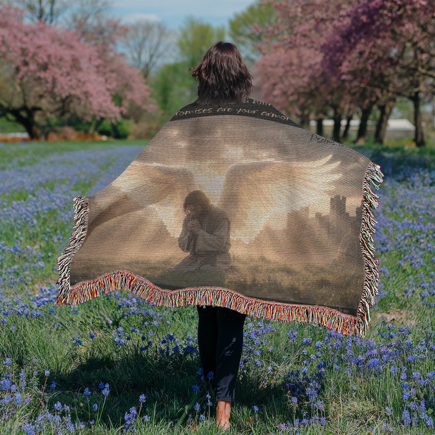 Psalms 91:4 Ninety Nine To One Horizontal Heirloom Woven Blanket