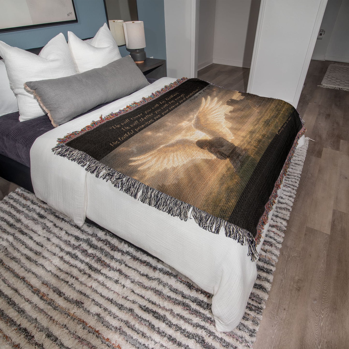 Psalms 91:4 Ninety Nine To One Horizontal Heirloom Woven Blanket